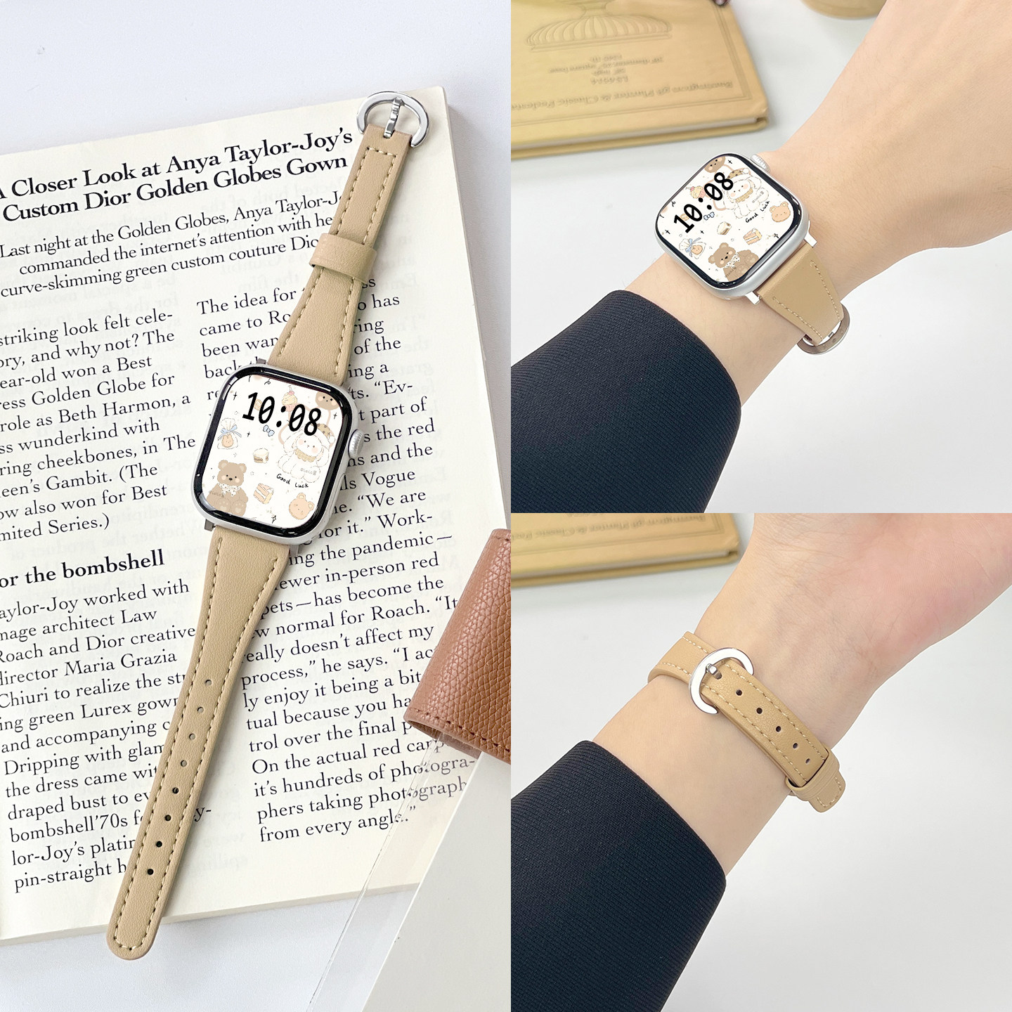 【小蛮腰马蹄扣】适用苹果iWatch手表S12表带S11老钱风S10皮质腕带Apple新款智能S9女款SE3高级感Ultra4替换