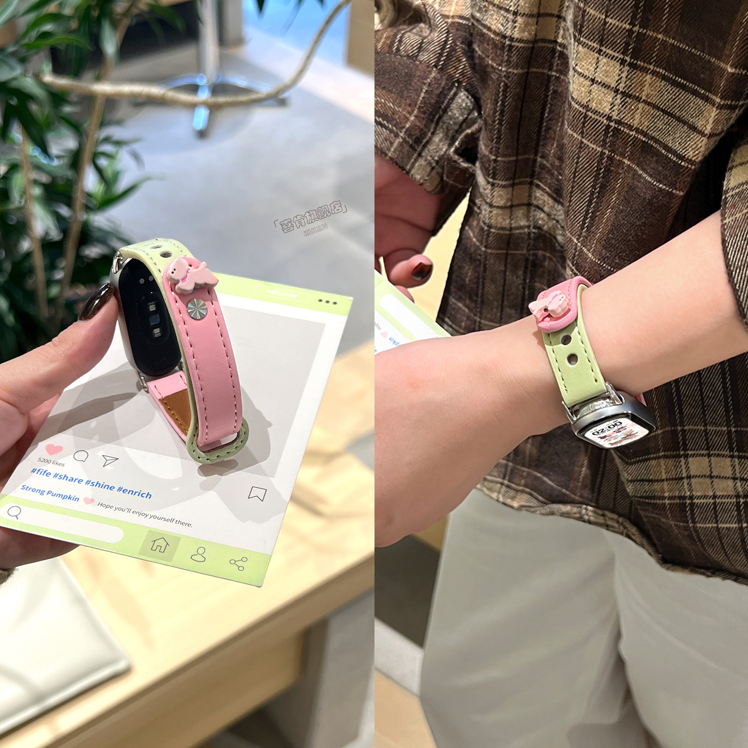 【立体粉小狗】适用小米手环10表带9腕带8手表带7双钉扣6腕带5创意小狗4可爱3智能2小众九代秋冬女款简约百搭