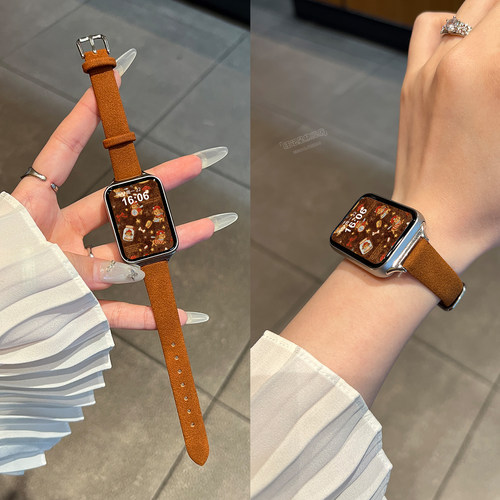 适用小米手环10pro翻毛皮表带