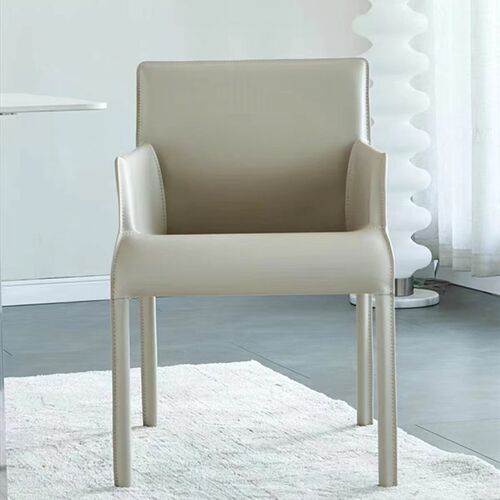 意式极简马鞍皮餐椅扶手靠背设计师书桌椅家用端酒店马鞍椅