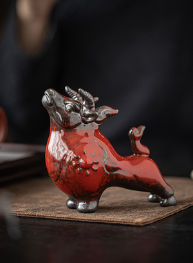 牛市吉祥物陶瓷红色牛牛气冲天创意家居客厅招财装饰品生肖牛