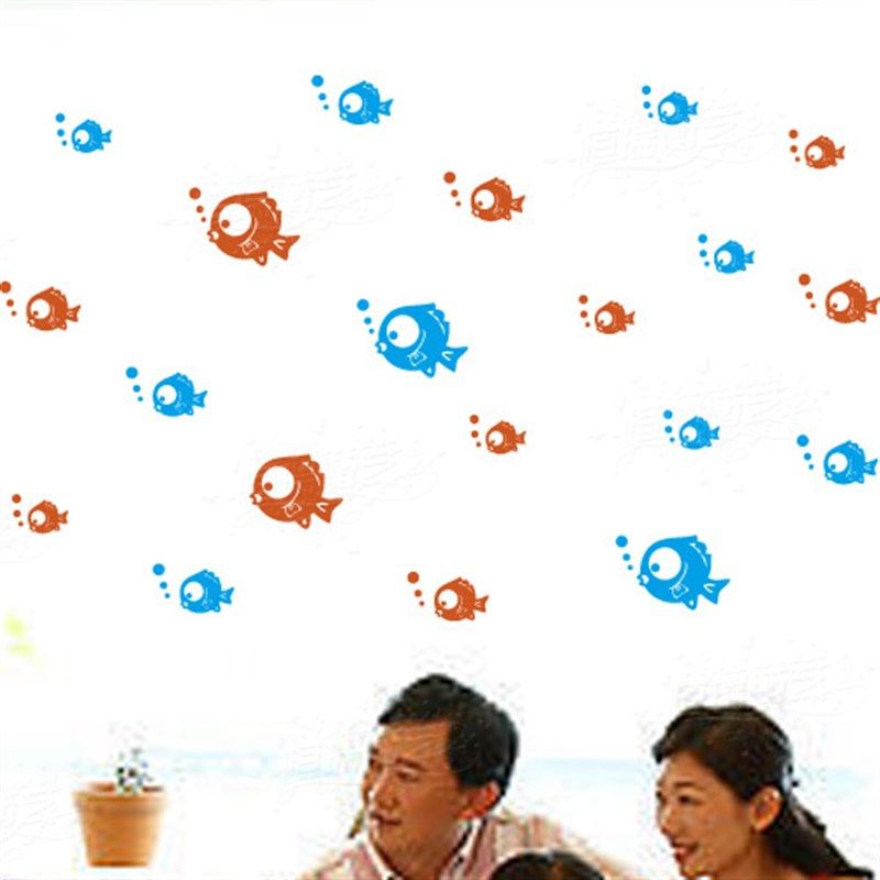 宿舍装饰自粘墙逗逗鱼浴室瓷砖小鱼防水泡泡鱼纸,家居饰品,软装墙贴,淘宝优惠券,粉丝福利购,淘宝优惠卷