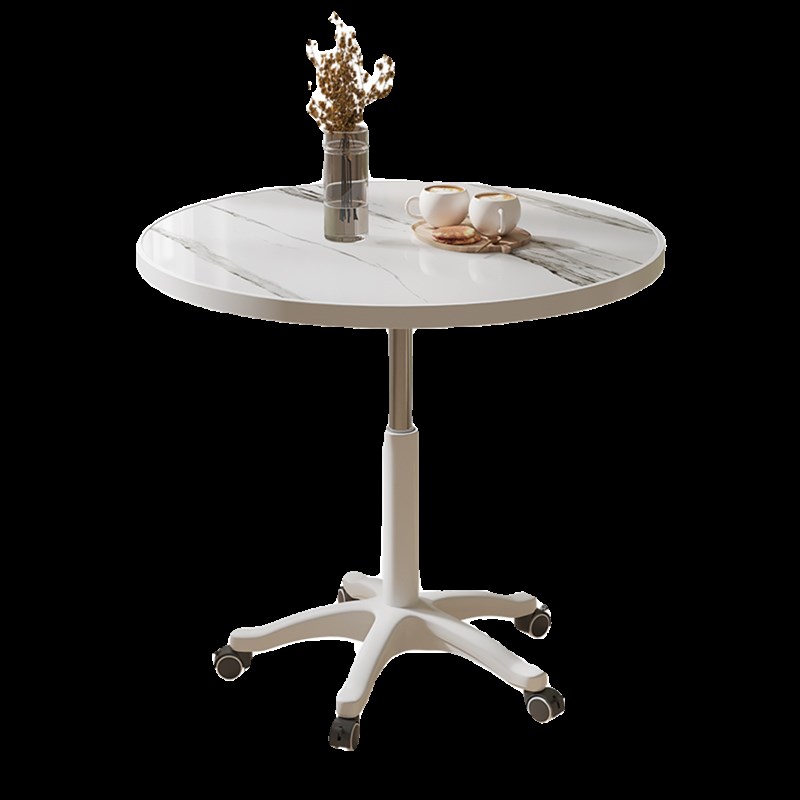 家用阳台小圆桌可升降带滑轮桌子接待洽谈桌沙发边牀头休闲桌