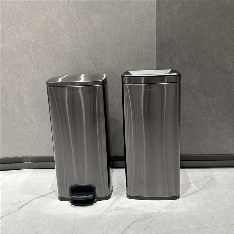GNF不锈钢层垃圾桶商用办公室卫生间带盖大号桶L方形擦手纸桶