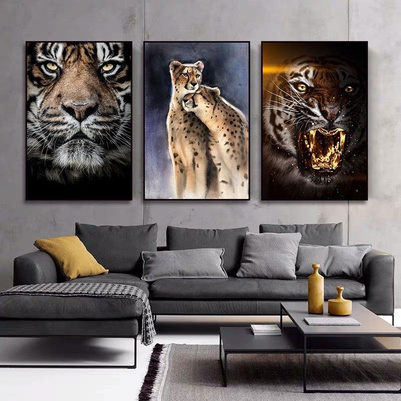 老虎挂画高级感入户玄关迎门装饰画办公室霸气猛虎沙发背景墙壁画,家居饰品,现代装饰画,淘宝优惠券,粉丝福利购,淘宝优惠卷