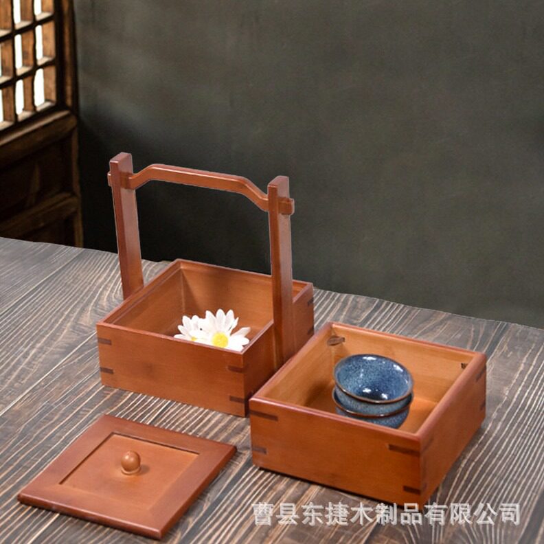 直销实木春节送礼包装盒木质双层咸鸭蛋干果收纳盒伴手礼手提坚果