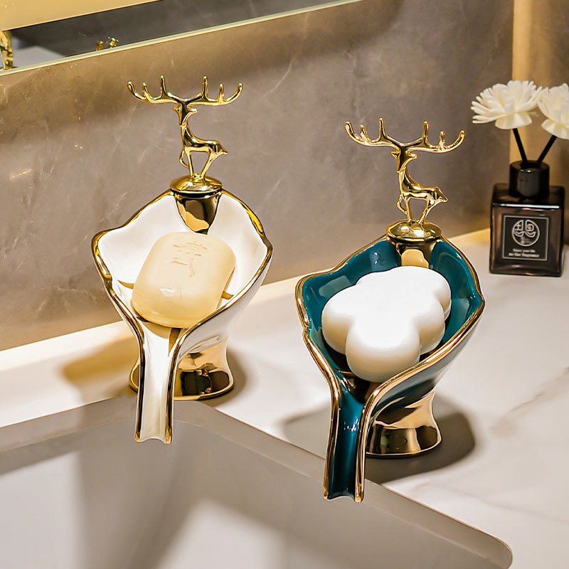 肥皂盒香皂置物架创意沥水卫生间免打孔放洗衣皂盒轻奢风收纳