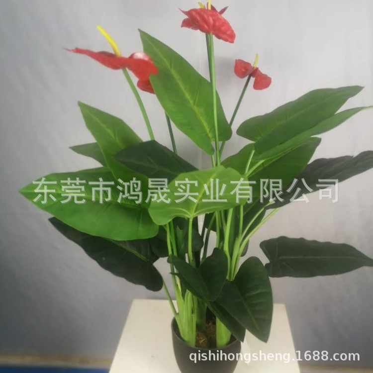 室内落地绿植盆景天堂鸟红掌盆栽家居客厅会议室绿植人造仿真绿树