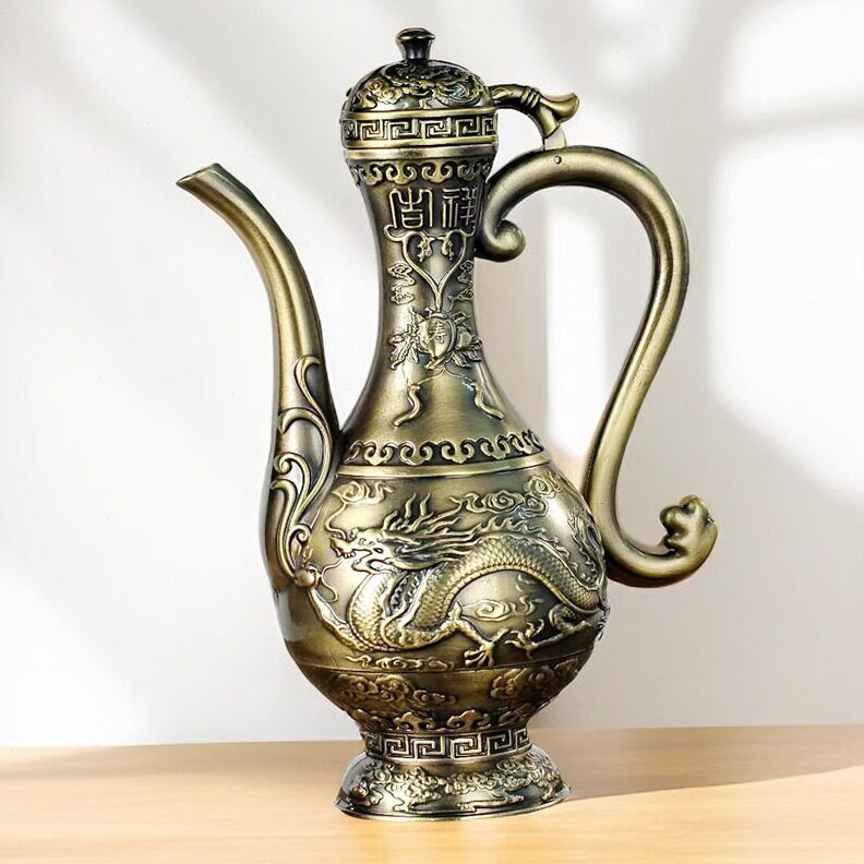 直销跨境电商档金属龙凤酒壶白酒分酒器家用白酒杯分酒器式复古酒