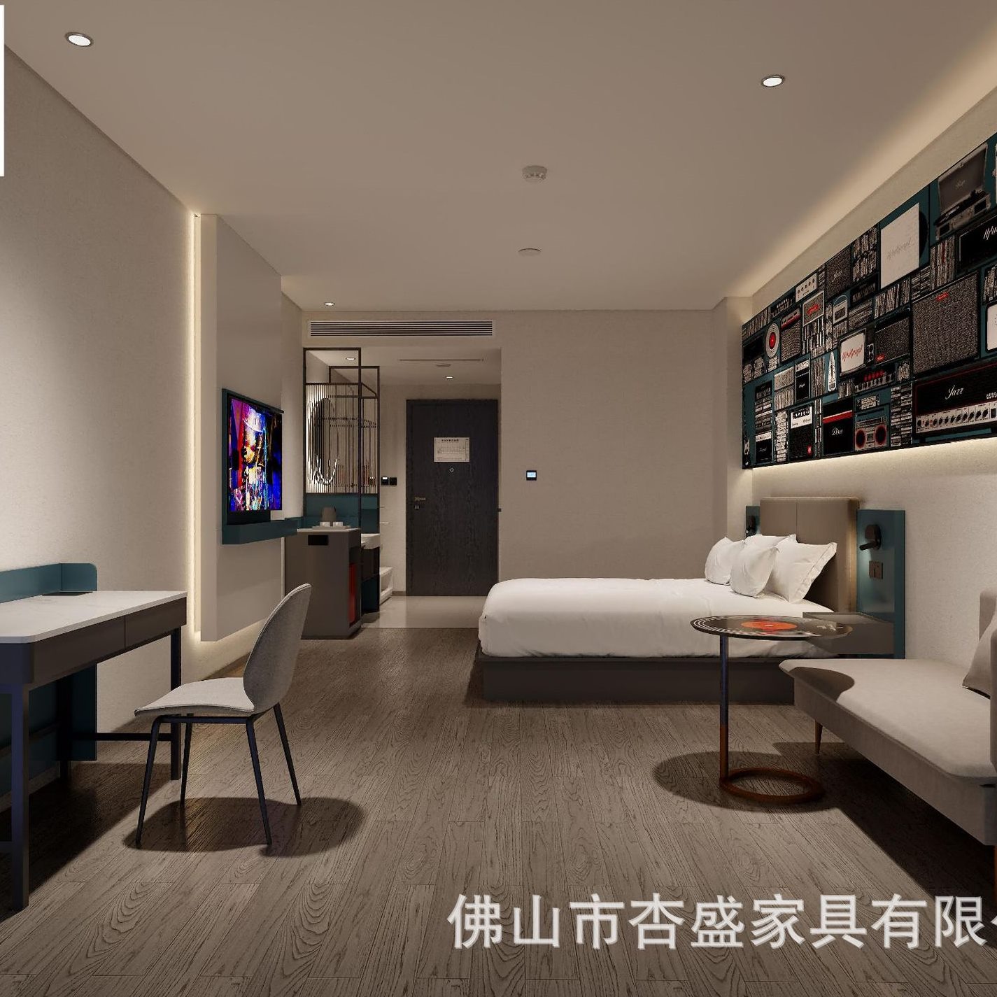 直销宾馆家具双人床民宿公寓式床箱电视柜出租屋人客房酒店标间全