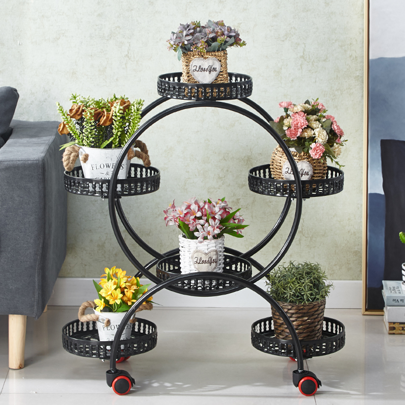 花架室内客厅多层省空间花盆架家用装饰庭院带轮可移动绿萝花架子