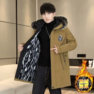 2024新款冬季加绒加厚夹克潮流冬装中长款防风衣保暖棉服男士外套