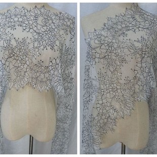辅料 宽35CM 撞色双色细腻密度出口新品 睫毛蕾丝花边面料 DIY服装