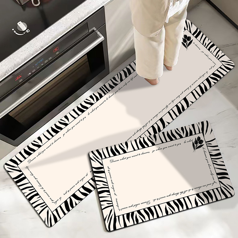 轻奢厨房吸水防滑地垫可擦洗科技皮硅藻泥防油防水脚垫浴室卫生间