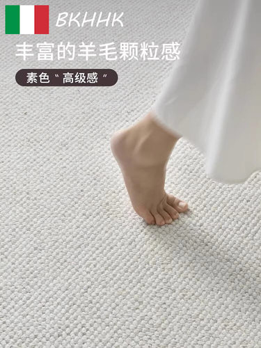 bKHHK意大利羊毛地毯客厅2025新款简约免洗可擦满铺卧室地垫纯色
