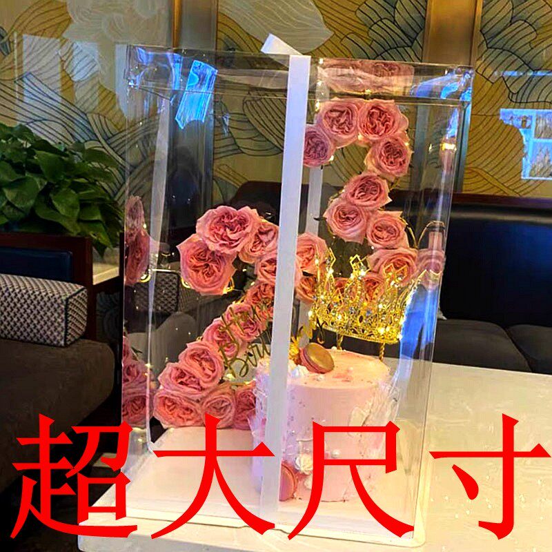 大蛋糕盒透明1h6寸三层加高蛋糕盒子方盒超大尺寸14寸生日包装盒
