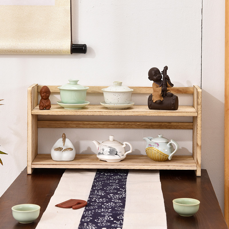 博古架实木中式壁挂式茶室墙上多宝阁置物架古董多宝格子收纳摆件