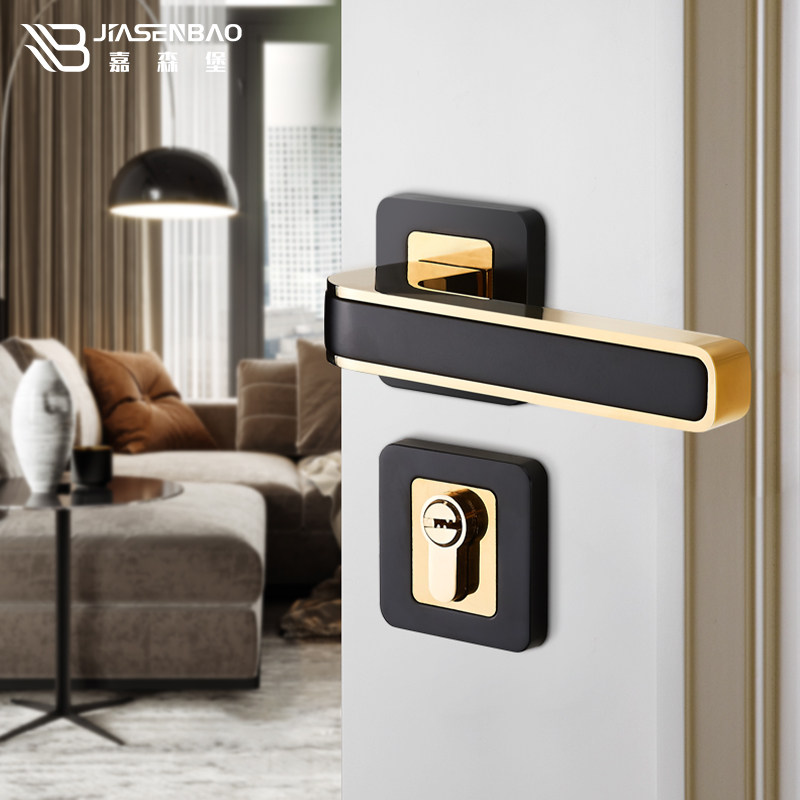嘉森堡后现代卧室门锁室内磁吸静A音门锁简约木门锁家用金色房门