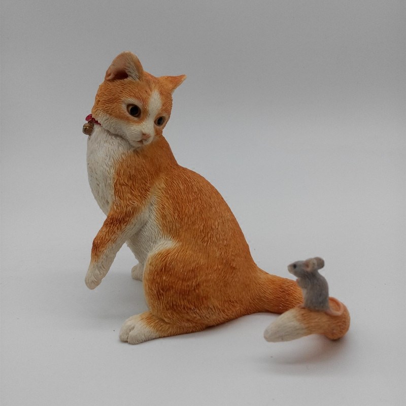 精品模型工艺品写实猫礼品摆件可爱猫咪室内车内V装饰猫咪与老鼠