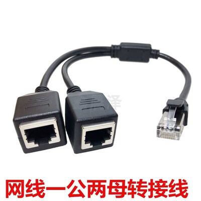 RJ45一分二网k络延长线网线一公两母转接线一分二网线接口网线分