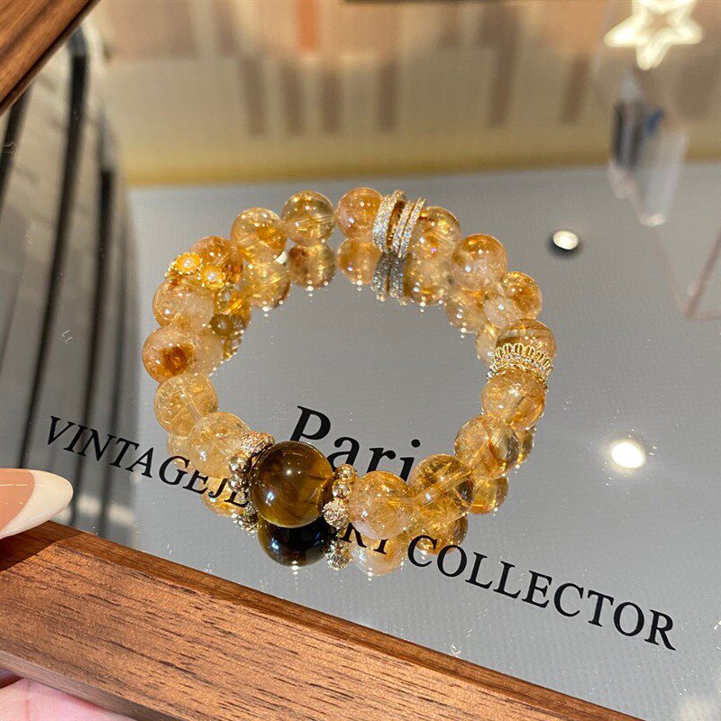 金霸天然黄塔晶黄水晶手链招财转运旺事业紫水晶草莓晶招桃花手串
