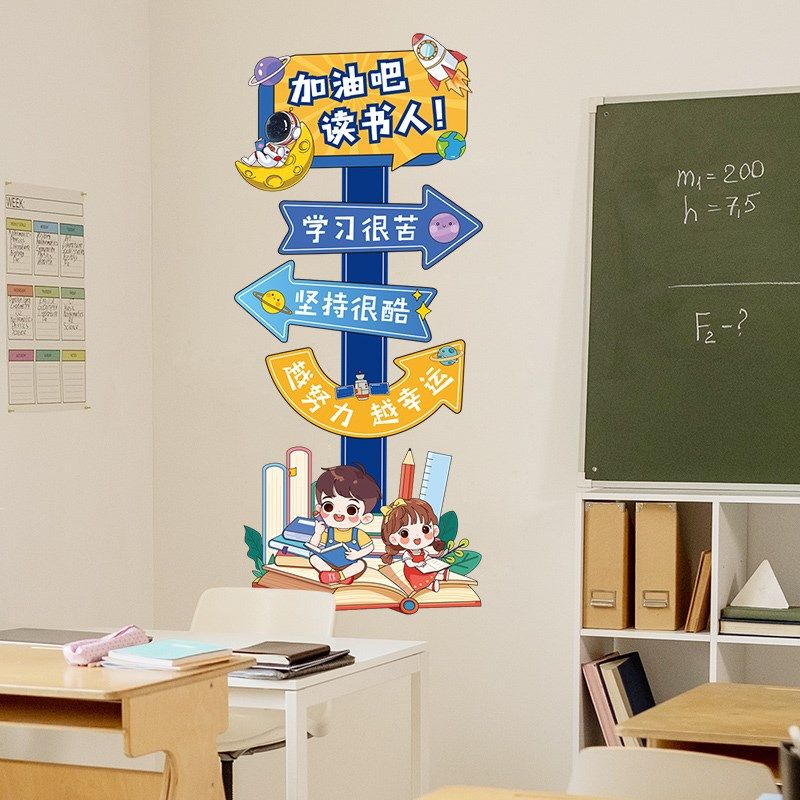 小学班级贴纸学生学习标语墙教室励志文化背景墙布贴置上装饰贴画,家居饰品,文化墙贴,淘宝优惠券,粉丝福利购,淘宝优惠卷
