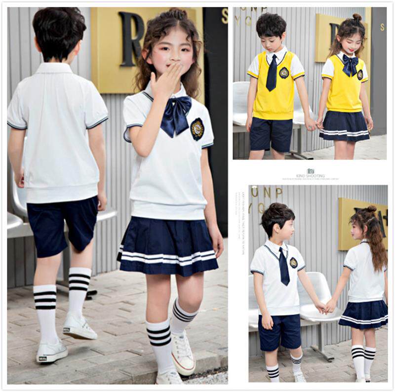 新款纯棉小学生校服合唱套装英伦风班服幼师幼儿园园服夏天毕业照