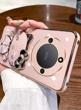 适用华为荣耀x60手机壳X60pro保护5G硅胶套honor带补妆镜子BRC一AN00全包防摔软壳BRP女新款por网红BRPAN带支