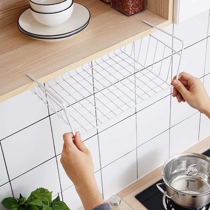 厨房挂篮可挂式大号橱柜吊柜分层隔板下挂篮置物架衣柜收纳整理架