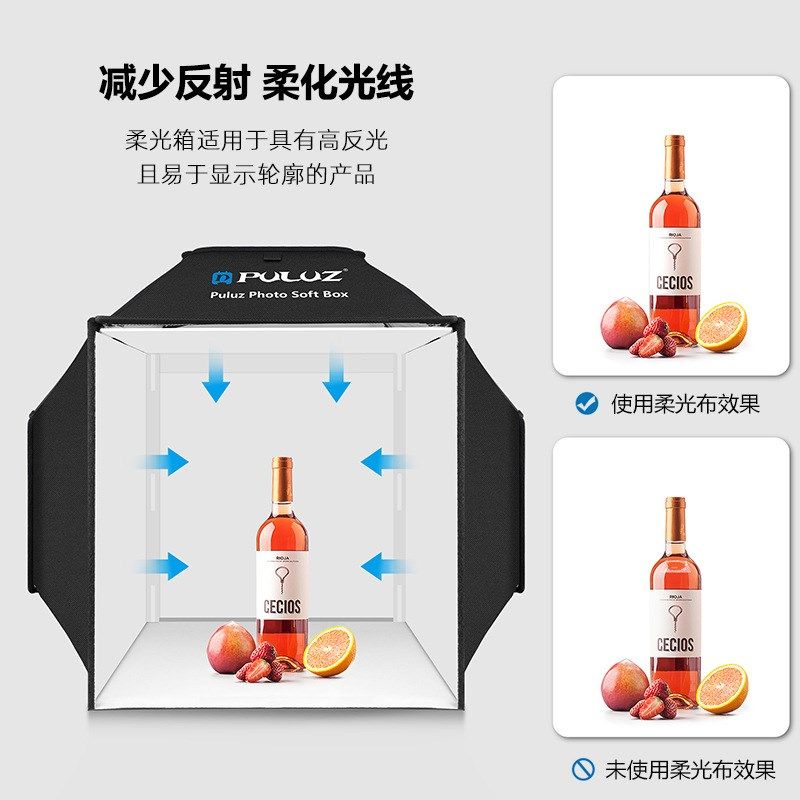 40厘米三面光源小型摄影棚拍照柔光箱补光灯箱珠宝首饰产品摄影箱