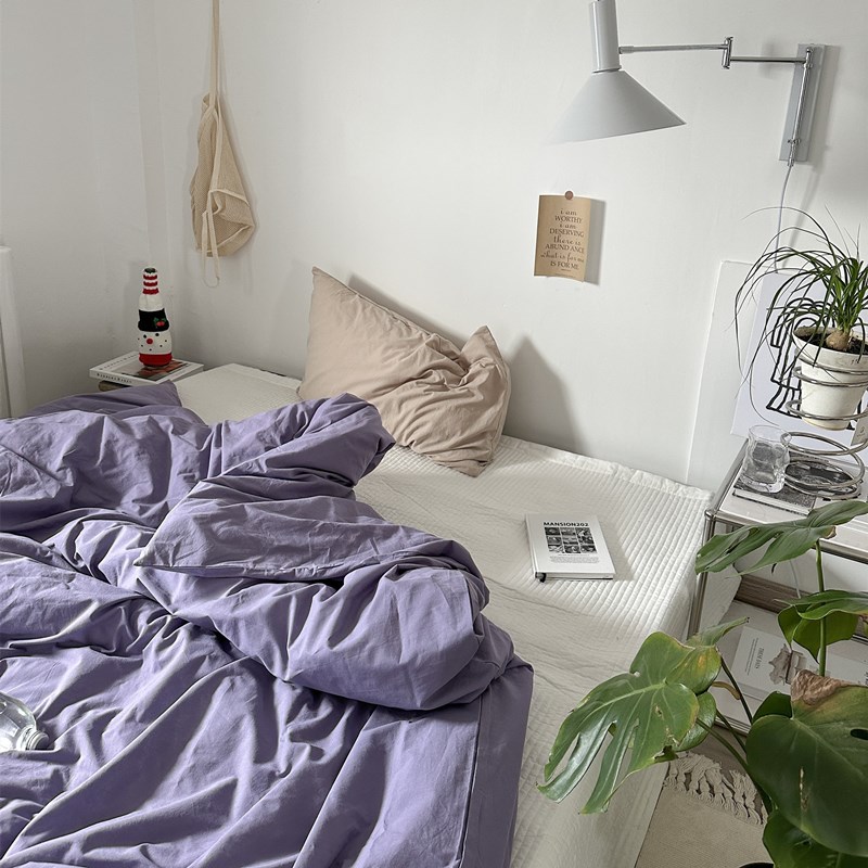 枕山栖谷 简约纯色全棉被套单件被罩150x200单人200x230双人