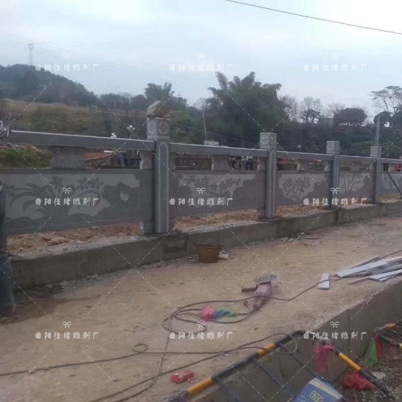 大理石石雕栏板阳台河道广场护栏围栏楼梯扶手雕花鲤鱼浮雕石栏杆