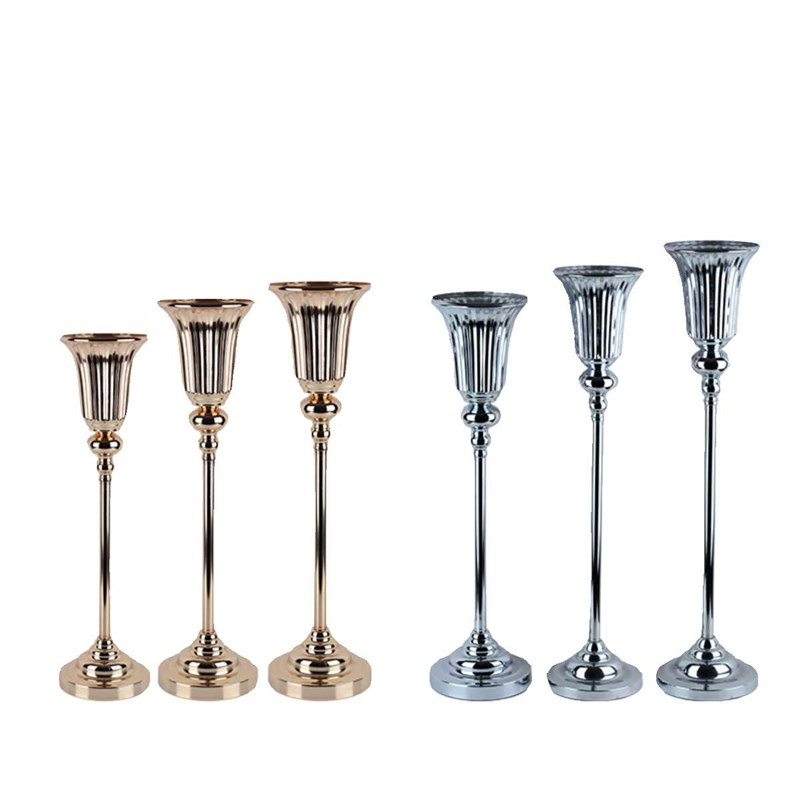 婚庆道具电镀铁艺路引婚礼布置金色花器家居餐桌插花装饰花瓶摆件