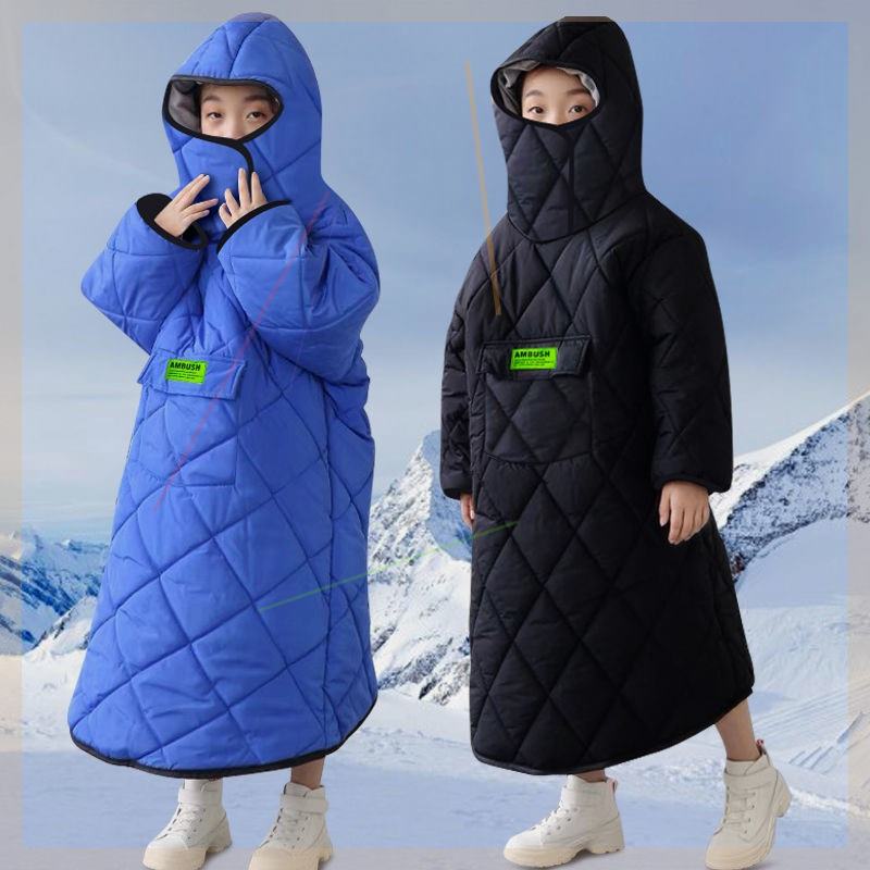 儿童挡风衣冬季电动车加厚挡风被冬天电动车骑车加绒保暖防风衣罩