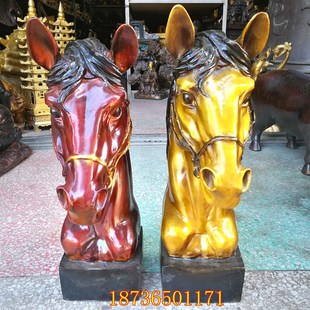 特大号纯铜马铜马首头生肖马铜器家居饰L品礼品办公室动物摆件