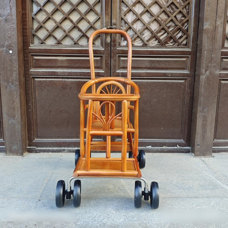 宝宝坐椅推车婴儿童真印尼藤编夏季轻便竹子坐式简易减震轮小推车