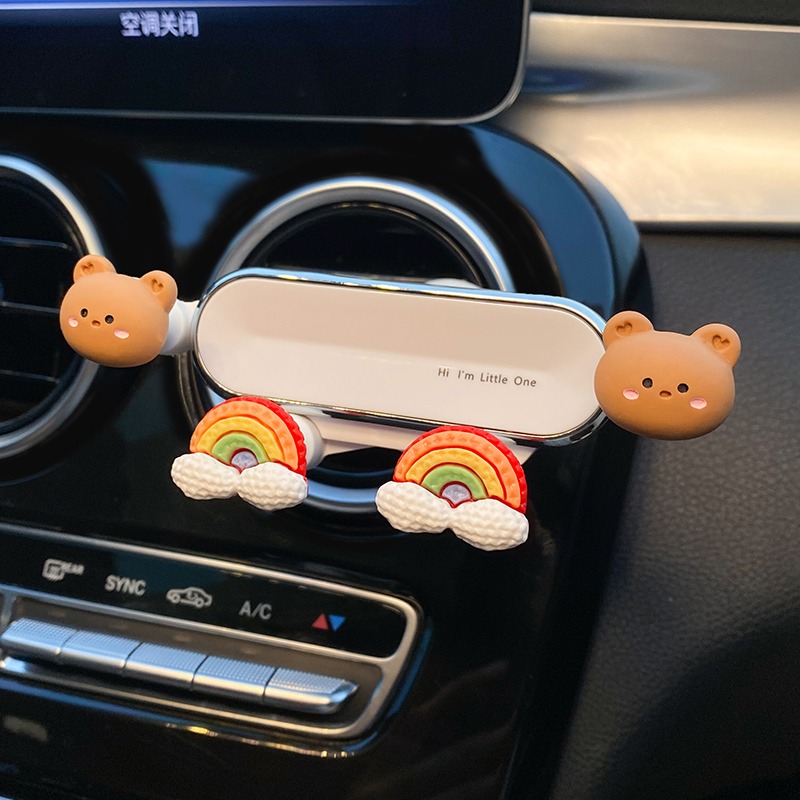 车载手机架汽车出风口吸盘式手机支架卡通车内固定导航车上可爱女