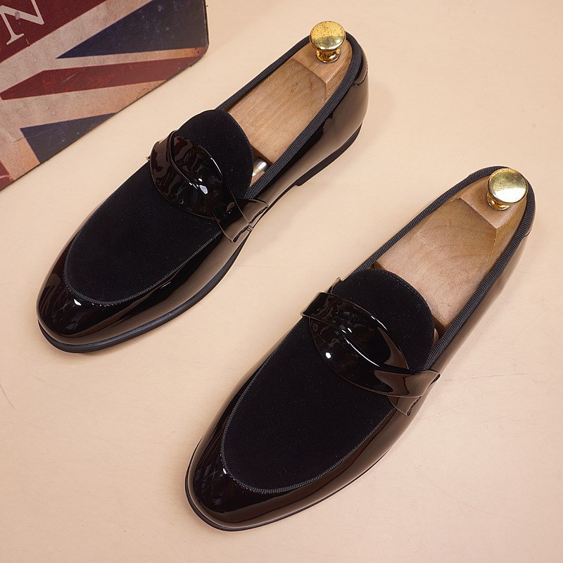 新款磨砂亮皮男士韩版尖头皮鞋英伦男士休闲套脚男鞋内增高婚鞋子