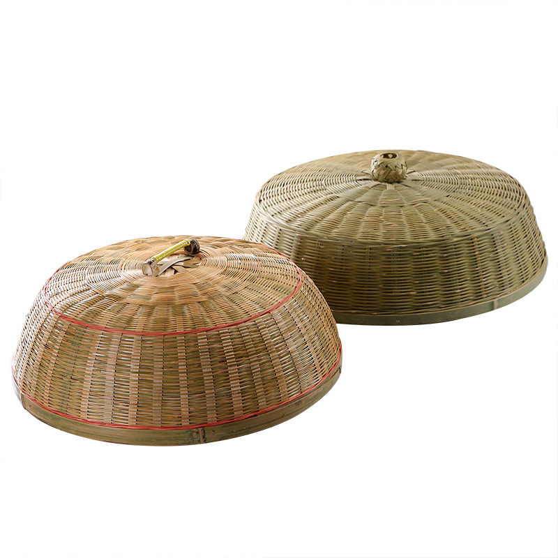 竹编饭菜罩天然环保饭罩家用老式饭桌盖防蝇罩圆形竹罩防尘菜罩