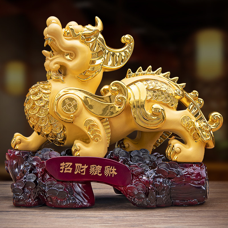金色招财貔貅摆件一对客厅玄关酒柜聚财位工艺装饰品店铺开业礼品,家居饰品,装饰摆件,淘宝优惠券,粉丝福利购,淘宝优惠卷