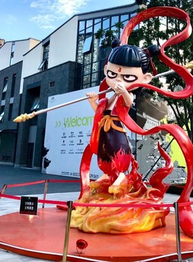 哪吒魔童玻璃钢雕塑敖丙人物模型商场落地户外美陈景区装饰大摆件