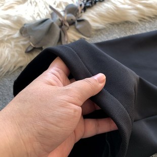 低腰微喇阔腿裤女秋冬季加绒高级感拼接褶皱花边西裤垂感黑色长裤