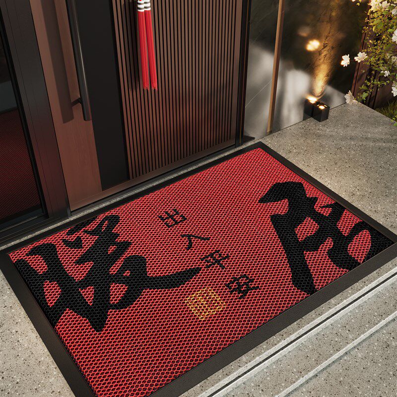 红色入户门地垫弹力丝防滑除尘耐脏耐磨地毯玄关大门口进门脚垫子