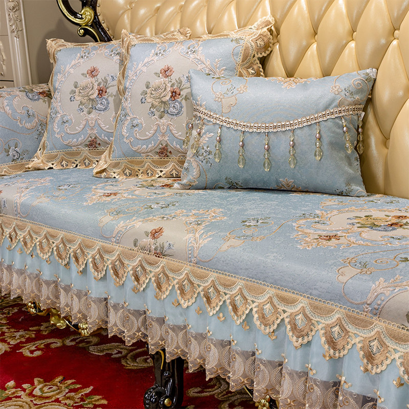 2024夏季新款欧美式沙发v凉席坐垫防滑高档奢华全包套罩贵妃椅定