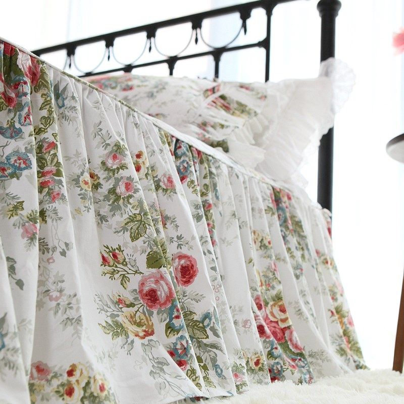 欧版简约欧式新花蕊全棉田园风纯棉裙式单双人单件床裙床罩床单