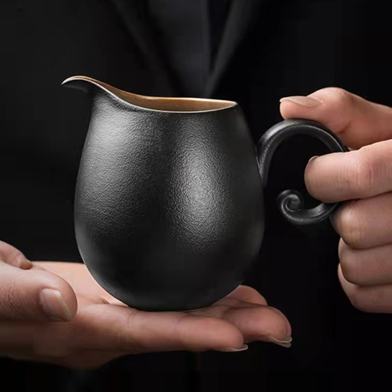 黑陶公道杯公杯茶漏一体套w装约陶瓷大号茶海分茶器功夫茶具配件
