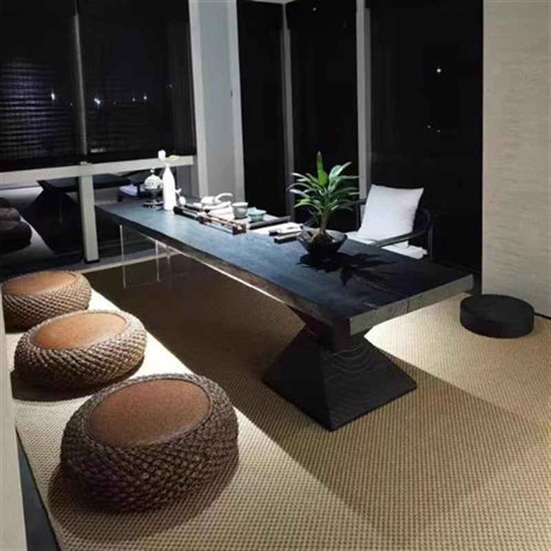 实木板碳化木板白蜡木桌板榆木原木板黑色岛台桌面板吧台面板定制