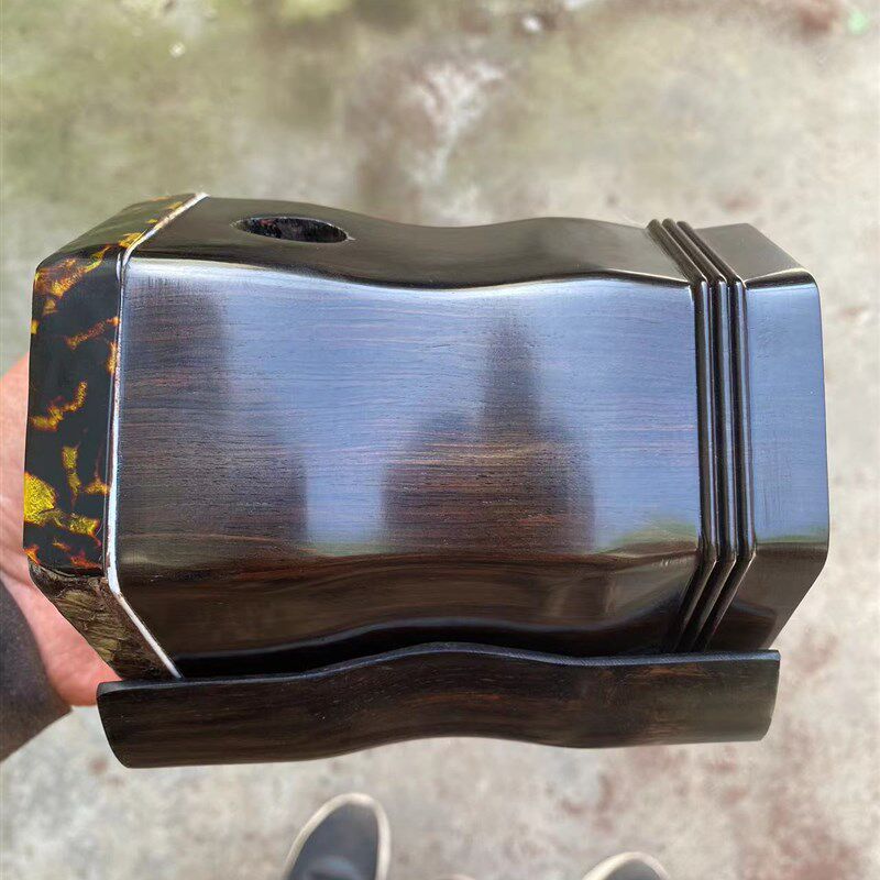 黑檀木二胡筒成品筒带底托上扁孔下方孔二胡配件琴筒可联系选皮花