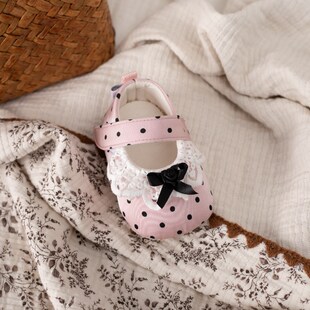 新生幼儿蕾丝公主学步鞋 婴儿鞋 12个月女宝宝ins风软底布鞋 子0