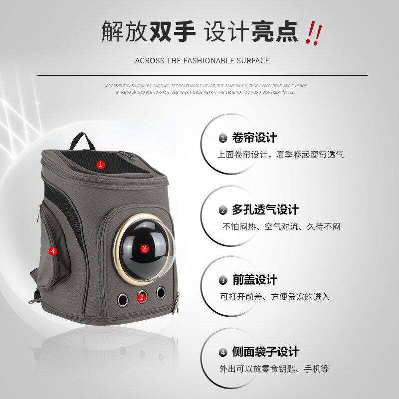 帆布太空猫包舱宠物包猫背包外出包便携透气双肩包猫书包猫狗背包